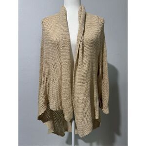 Cabi knit open drape front Beige sweater M